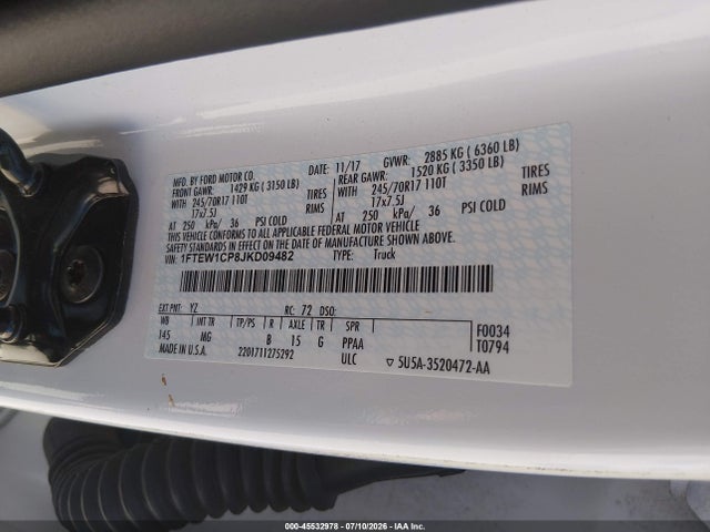 1FTEW1CP8JKD09482 Ford F-150 Lariat/xl/xlt