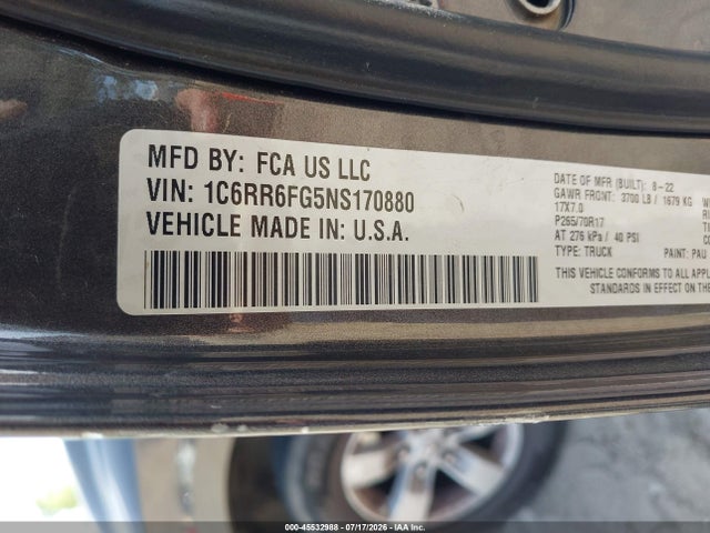 1C6RR6FG5NS170880 RAM 1500 Classic Tradesman 4x2 6&#039;4 Box