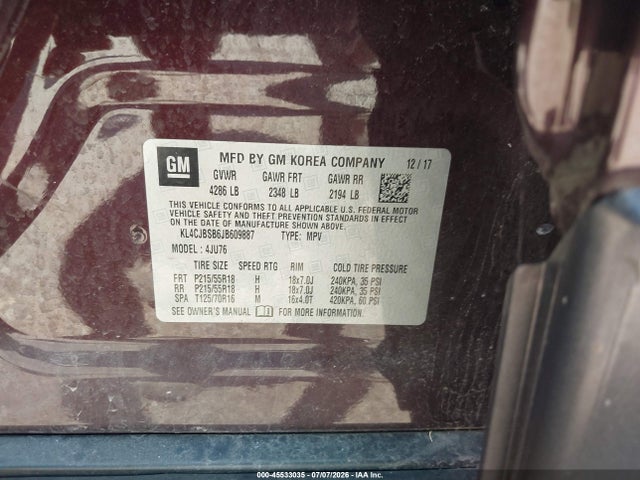 Продаж на аукціоні авто 2018 Buick Encore Preferred Ii, vin: KL4CJBSB6JB609887, номер лоту: 45533035