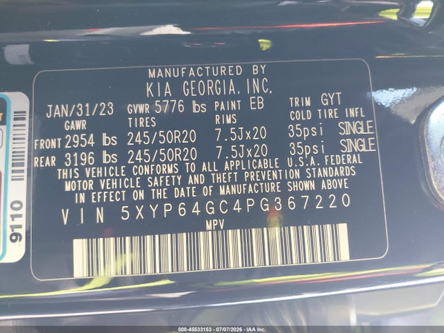 Aukcja sprzedaży 2023 Kia Telluride S, vin: 5XYP64GC4PG367220, numer aukcji: 45533153