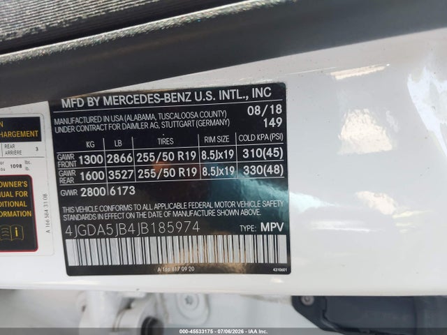 Продажа на аукционе авто 2018 Mercedes-benz Gle 350, vin: 4JGDA5JB4JB185974, номер лота: 45533175