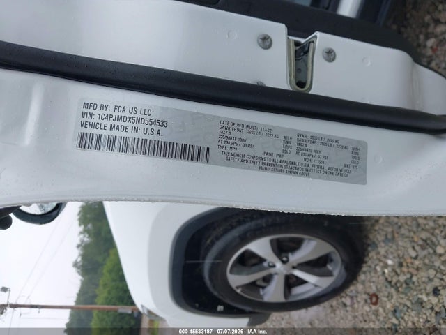 45533187 :رقم المزاد ، 1C4PJMDX5ND554533 vin ، 2022 Jeep Cherokee Limited 4x4 مزاد بيع