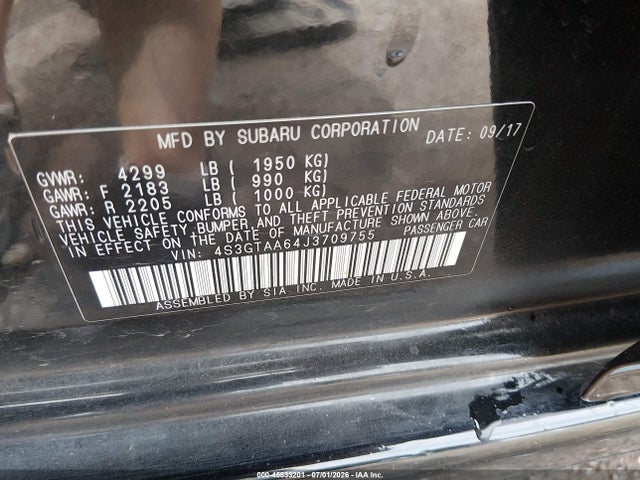 Продаж на аукціоні авто 2018 Subaru Impreza 2.0i, vin: 4S3GTAA64J3709755, номер лоту: 45533201