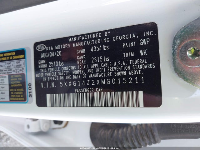 KIA K5 LXS 2021 5XXG14J2XMG015211 Image 9