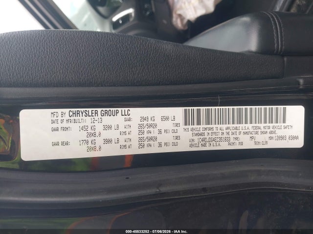 1C4RDJDG4EC351833 Dodge DURANGO LIMITED