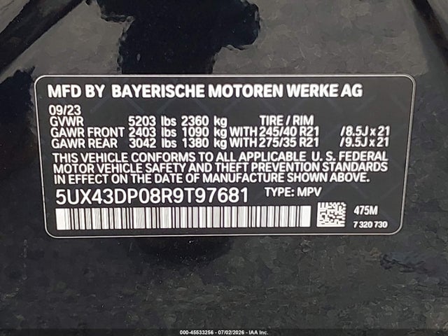 Продажа на аукционе авто 2024 Bmw X3 Sdrive30i, vin: 5UX43DP08R9T97681, номер лота: 45533256
