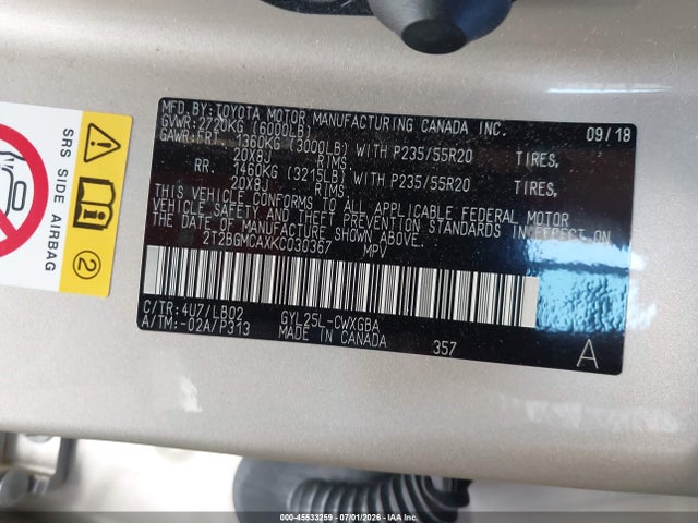 2T2BGMCAXKC030367 Lexus RX 450H