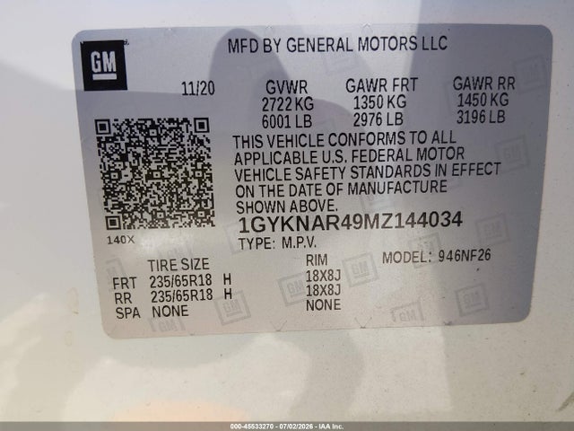 Продажа на аукционе авто 2021 Cadillac Xt5 Fwd Luxury, vin: 1GYKNAR49MZ144034, номер лота: 45533270