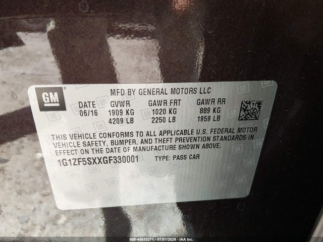 Chevrolet MALIBU 2LT 2016 1G1ZF5SXXGF330001 Image 9