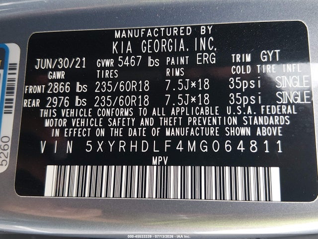 KIA SORENTO EX 2021 5XYRHDLF4MG064811 Image 9