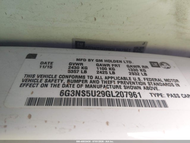 6G3NS5U29GL207961 Chevrolet Caprice Police