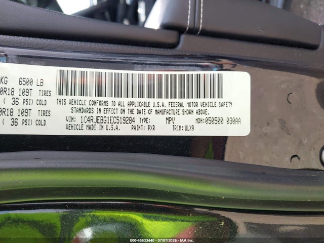 Продажа на аукционе авто 2014 Jeep Grand Cherokee Limited, vin: 1C4RJEBG1EC519284, номер лота: 45533440
