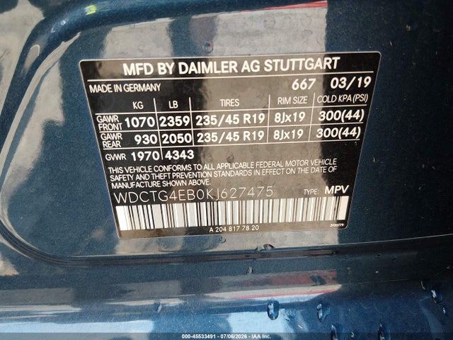 Mercedes-Benz GLA 250 2019 WDCTG4EB0KJ627475 Image 9