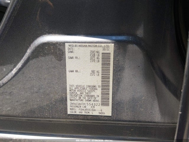1N4AZ1BV7PC554322 Nissan Leaf S 40 Kwh
