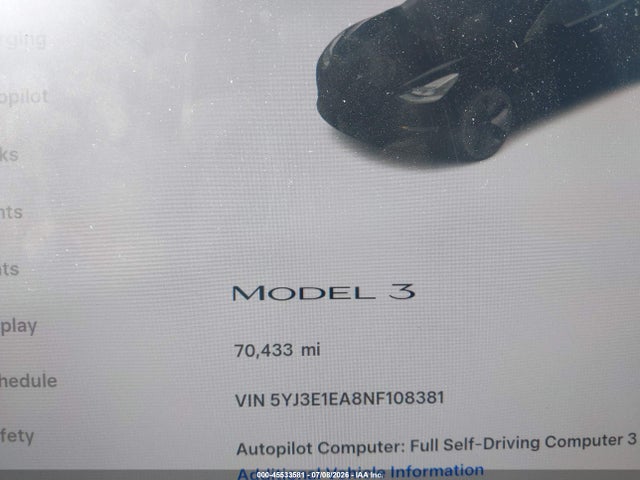 Tesla Model 3 Rear-wheel Drive 2022 5YJ3E1EA8NF108381 Image 9