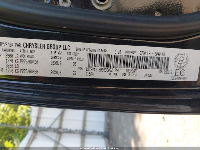 2011 Ram Ram 1500 Sport მანქანა იყიდება აუქციონზე, vin: 1D7RV1GT5BS539032, აუქციონის ნომერი: 45533626