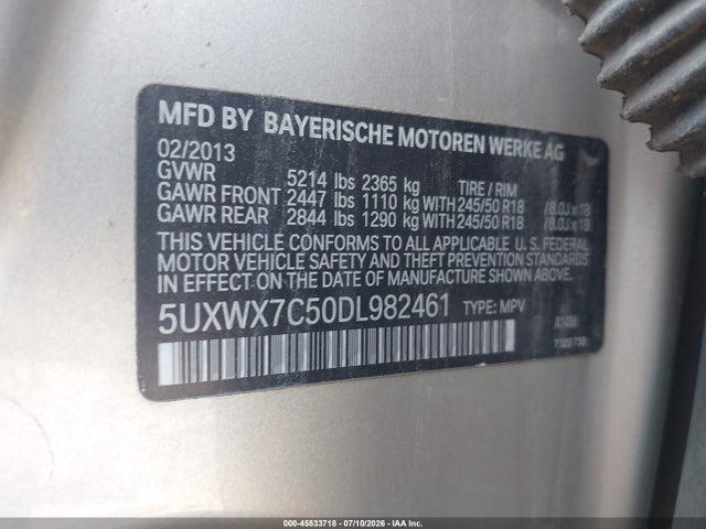 Продажа на аукционе авто 2013 Bmw X3 Xdrive35i, vin: 5UXWX7C50DL982461, номер лота: 45533718