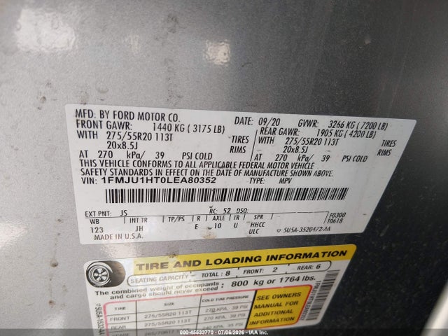 Ford Expedition Xlt 2020 1FMJU1HT0LEA80352 Image 9