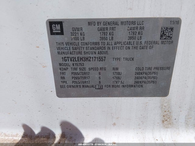 GMC SIERRA 1500 2017 1GTV2LEH3HZ171557 Image 8