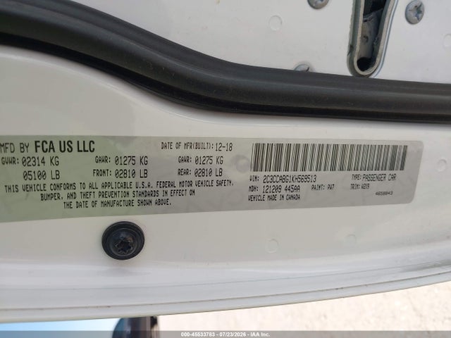 2019 Chrysler 300 300s მანქანა იყიდება აუქციონზე, vin: 2C3CCABG1KH569513, აუქციონის ნომერი: 45533783