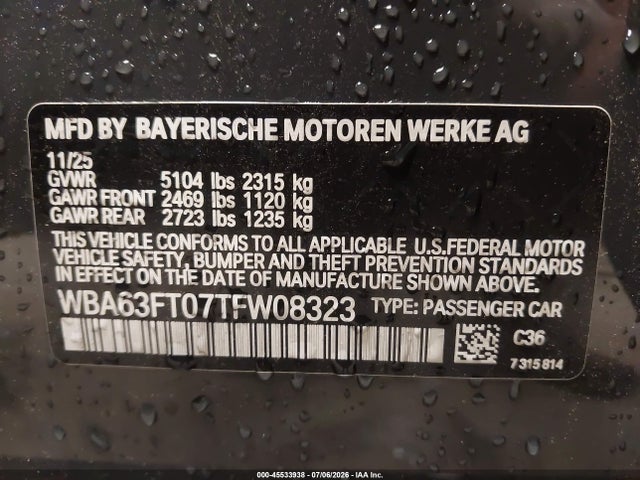 Продажа на аукционе авто 2026 Bmw M340i Xdrive, vin: WBA63FT07TFW08323, номер лота: 45533938