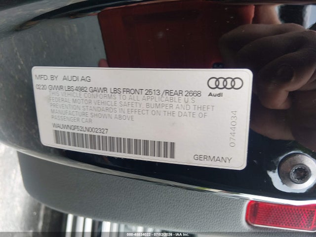Aukcja sprzedaży 2020 Audi A5 Cabriolet Premium Plus 45 Tfsi Quattro S Tronic, vin: WAUWNGF52LN002327, numer aukcji: 45534022