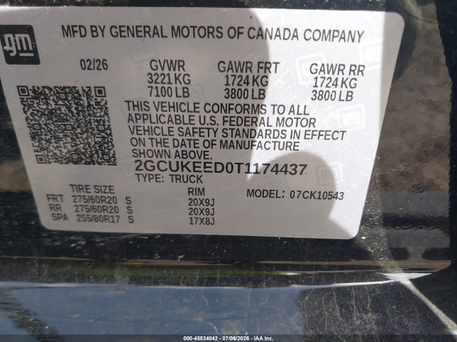 2026 Chevrolet Silverado 1500 4wd  Short Bed Rst მანქანა იყიდება აუქციონზე, vin: 2GCUKEED0T1174437, აუქციონის ნომერი: 45534042