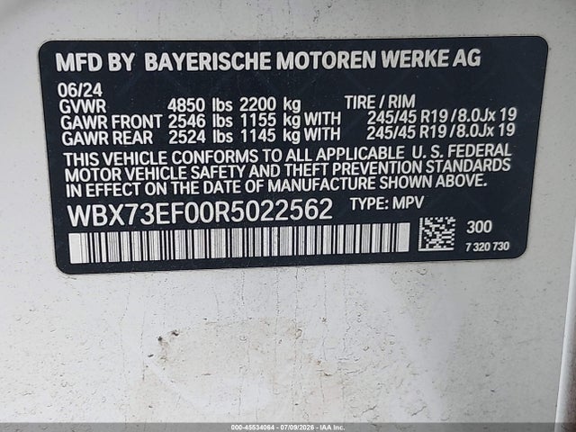 Продаж на аукціоні авто 2024 Bmw X1 Xdrive28i, vin: WBX73EF00R5022562, номер лоту: 45534064