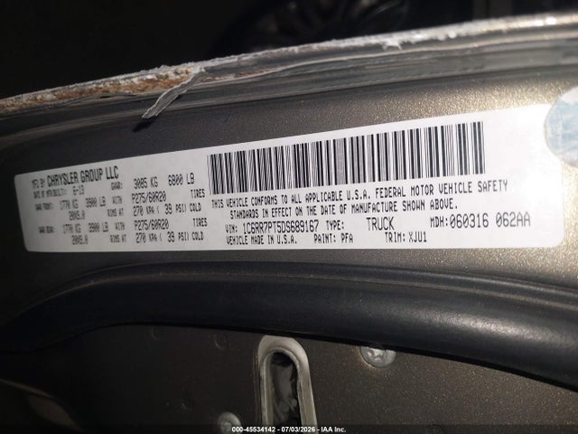 2013 Ram 1500 Laramie Longhorn Edition მანქანა იყიდება აუქციონზე, vin: 1C6RR7PT5DS689167, აუქციონის ნომერი: 45534142