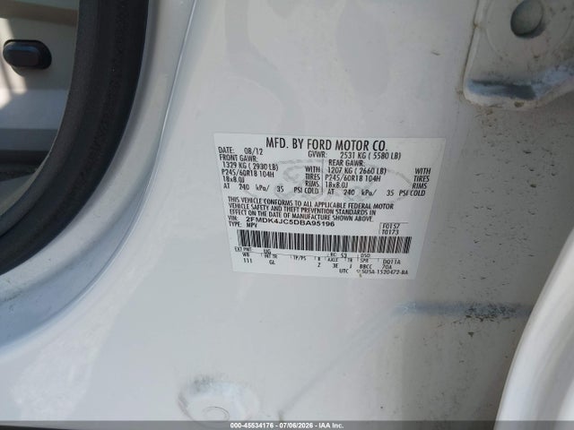 Aukcja sprzedaży 2013 Ford Edge Sel, vin: 2FMDK4JC5DBA95196, numer aukcji: 45534176