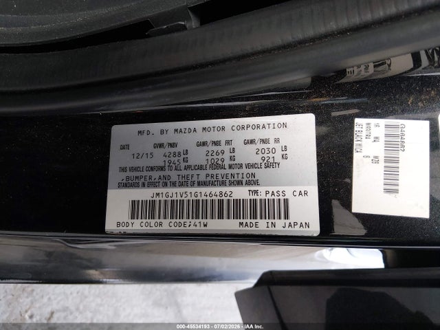 Aukcja sprzedaży 2016 Mazda Mazda6 I Touring, vin: JM1GJ1V51G1464862, numer aukcji: 45534193