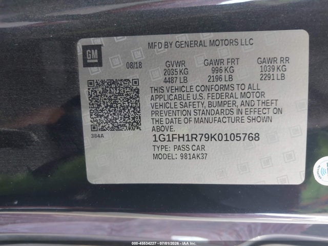 1G1FH1R79K0105768 Chevrolet CAMARO 2SS