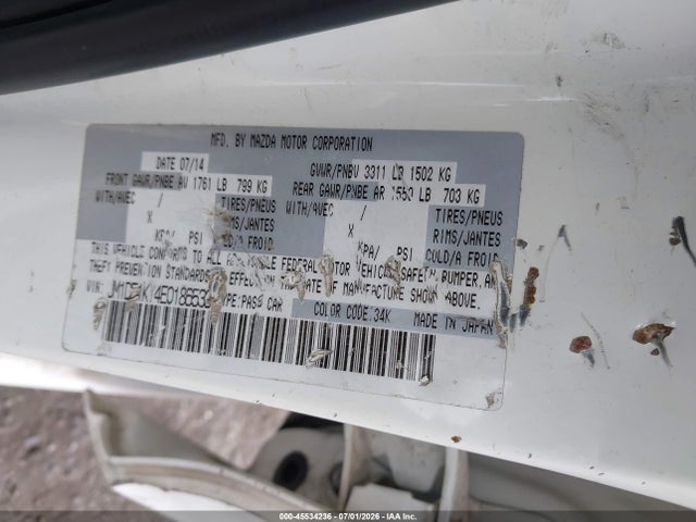 Aukcja sprzedaży 2014 Mazda Mazda2 Sport, vin: JM1DE1KY4E0186533, numer aukcji: 45534236