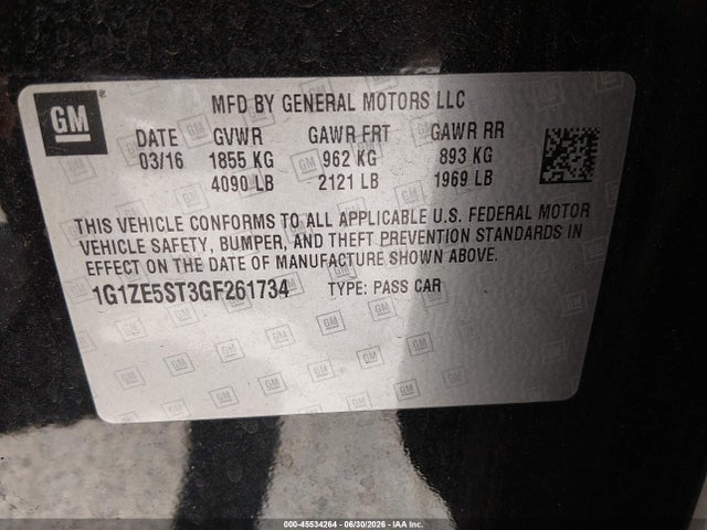 1G1ZE5ST3GF261734 Chevrolet MALIBU 1LT