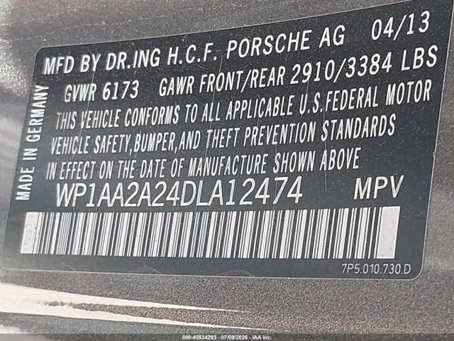Продажа на аукционе авто 2013 Porsche Cayenne, vin: WP1AA2A24DLA12474, номер лота: 45534293