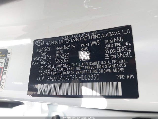 Hyundai TUCSON SE 2022 5NMJA3AE5NH002850 Image 9