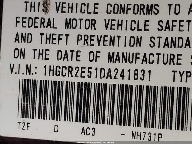 Продажа на аукционе авто 2013 Honda Accord Sport, vin: 1HGCR2E51DA241831, номер лота: 45534336