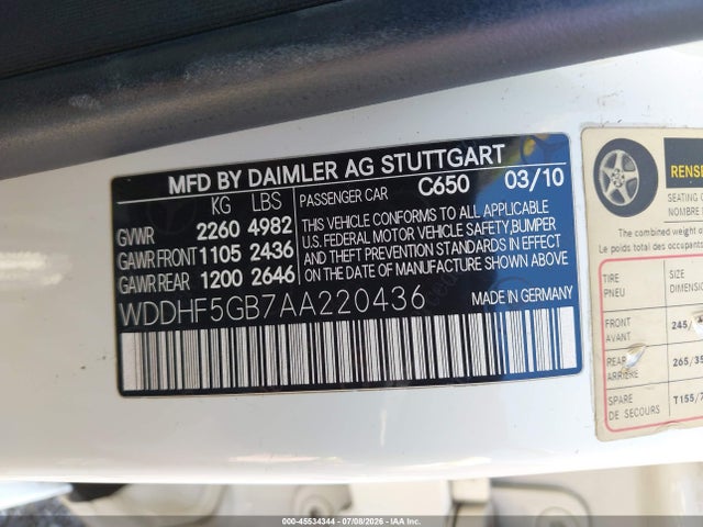 Продаж на аукціоні авто 2010 Mercedes-benz E 350, vin: WDDHF5GB7AA220436, номер лоту: 45534344