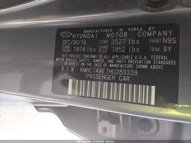 Hyundai ACCENT SE 2017 KMHCT4AE7HU283339 Image 9