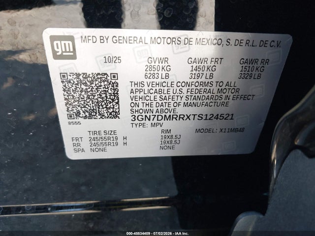 3GN7DMRRXTS124521 Chevrolet Equinox Ev Lt 1