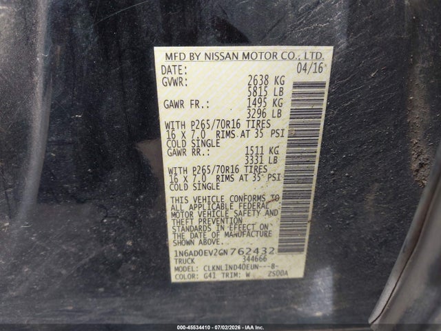 Nissan FRONTIER S 2016 1N6AD0EV2GN762432 Image 9