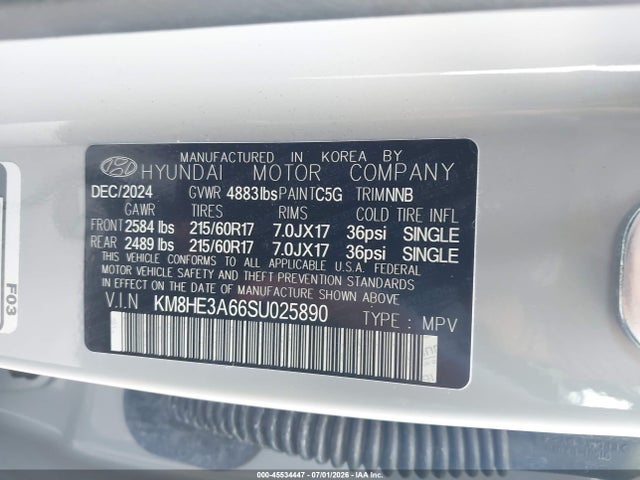 KM8HE3A66SU025890 Hyundai Kona Electric Limited
