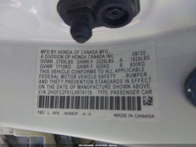Honda Civic Lx 2020 2HGFC2F61LH574116 Image 9