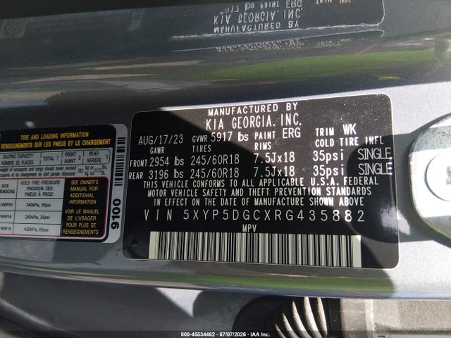 2024 Kia Telluride Sx Prestige X-pro მანქანა იყიდება აუქციონზე, vin: 5XYP5DGCXRG435882, აუქციონის ნომერი: 45534462