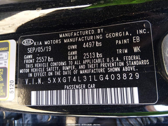 KIA Optima Lx 2020 5XXGT4L31LG403829 Image 9