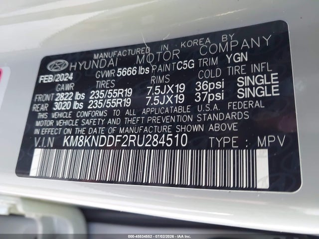 Aukcja sprzedaży 2024 Hyundai Ioniq 5 Sel, vin: KM8KNDDF2RU284510, numer aukcji: 45534552
