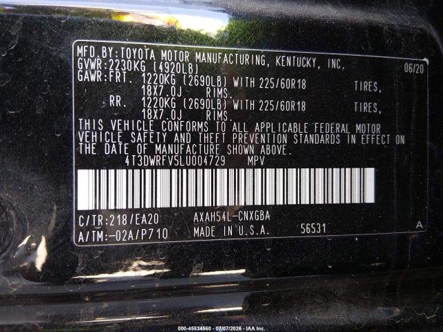 4T3DWRFV5LU004729 Toyota Rav4 Hybrid Limited
