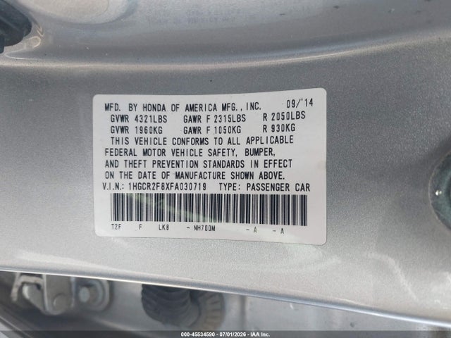 1HGCR2F8XFA030719 Honda Accord Ex-l