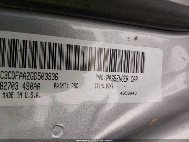 Продаж на аукціоні авто 2016 Dodge Dart Se, vin: 1C3CDFAA2GD503936, номер лоту: 45534600