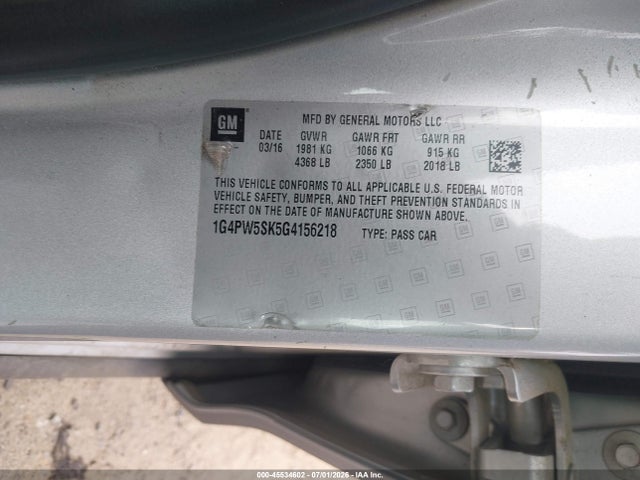 Продажа на аукционе авто 2016 Buick Verano Sport Touring Group, vin: 1G4PW5SK5G4156218, номер лота: 45534602